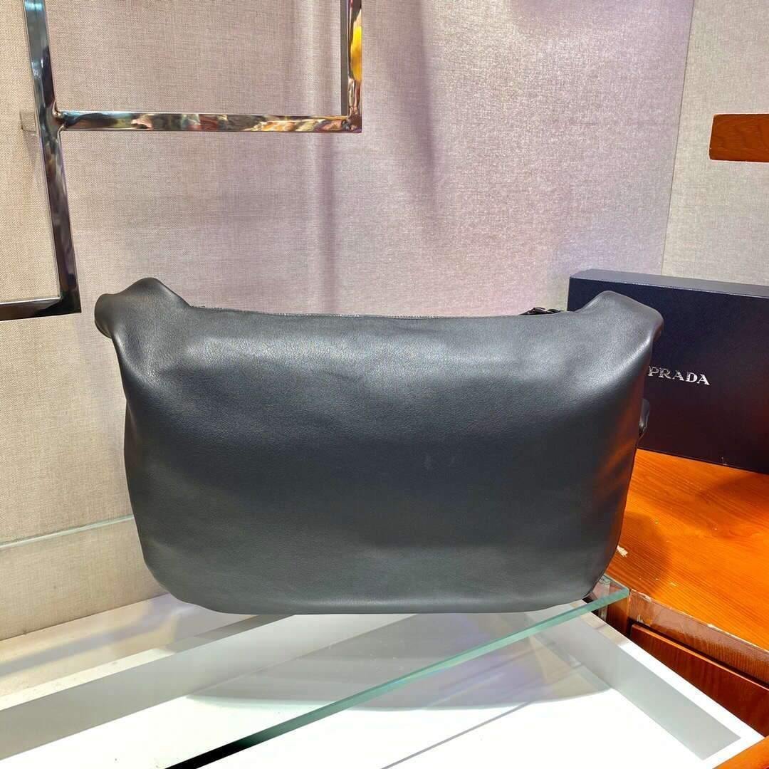 Replica Prada 2VH125 Prada Leather Shoulder Bag Black