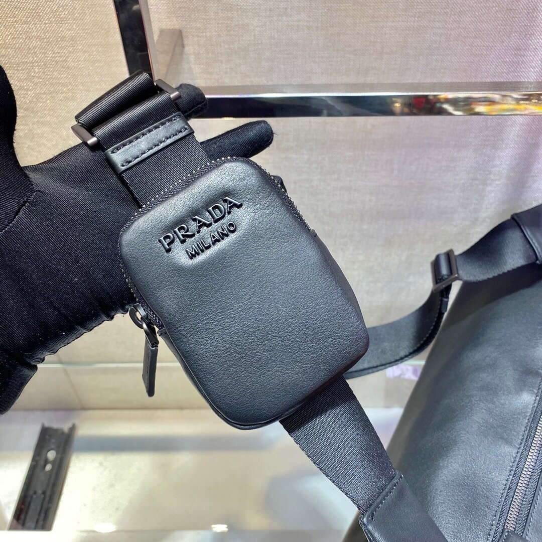 Replica Prada 2VH125 Prada Leather Shoulder Bag Black
