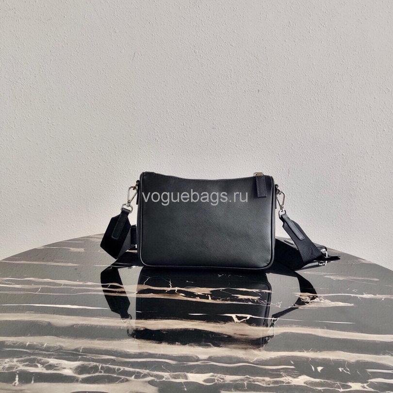 Replica Prada 2VH113 Saffiano Leather Shoulder Bag in Black