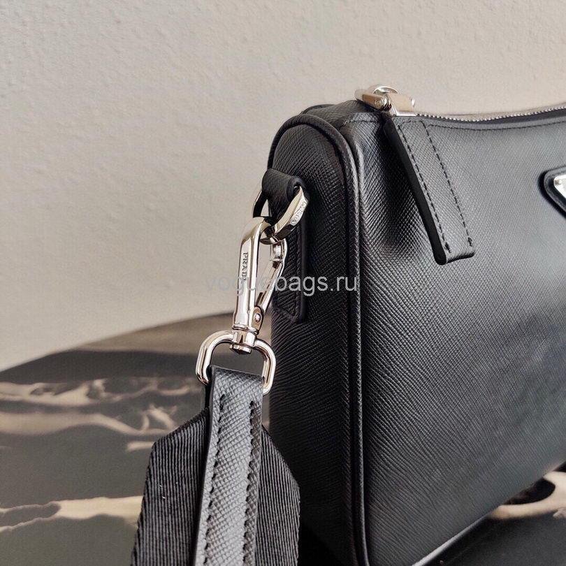 Replica Prada 2VH113 Saffiano Leather Shoulder Bag in Black