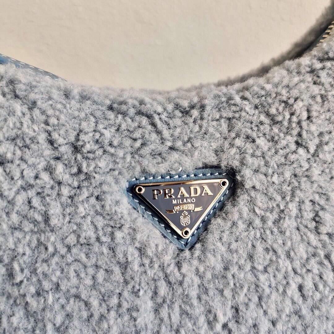 Replica Prada 1NE515 Re Edition 2000 Shearling Mini Bag Blue