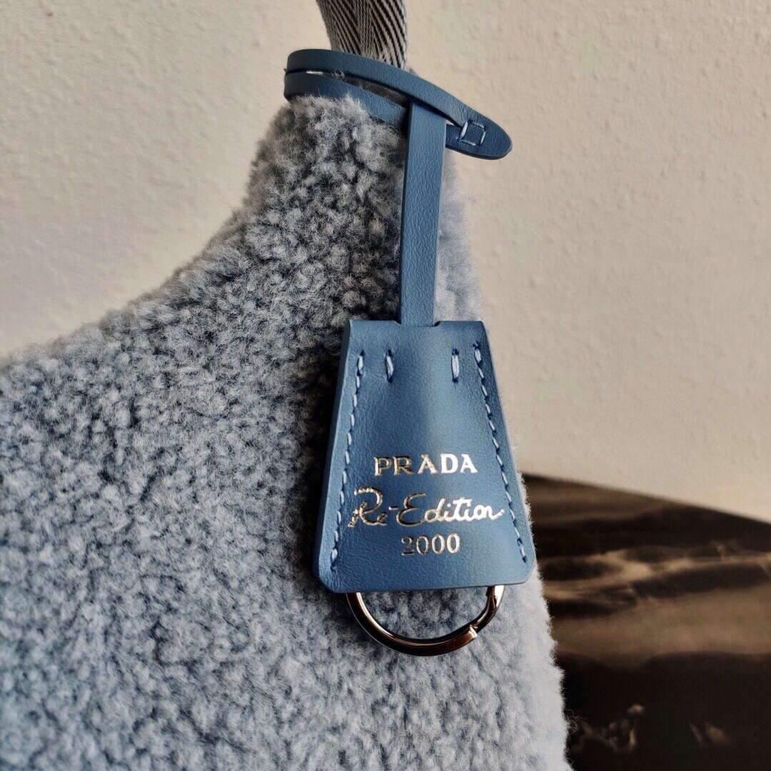 Replica Prada 1NE515 Re Edition 2000 Shearling Mini Bag Blue