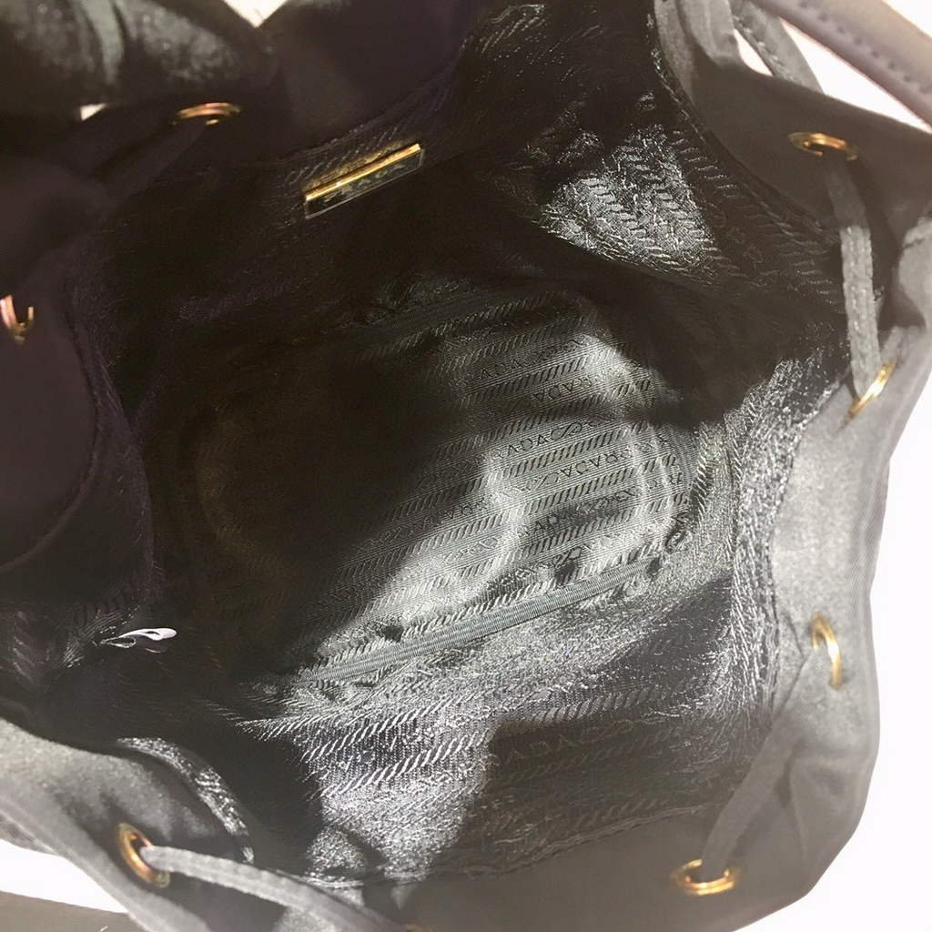 Replica Prada 1BH097 Bucket Jacquard Logo Convertible Medium black