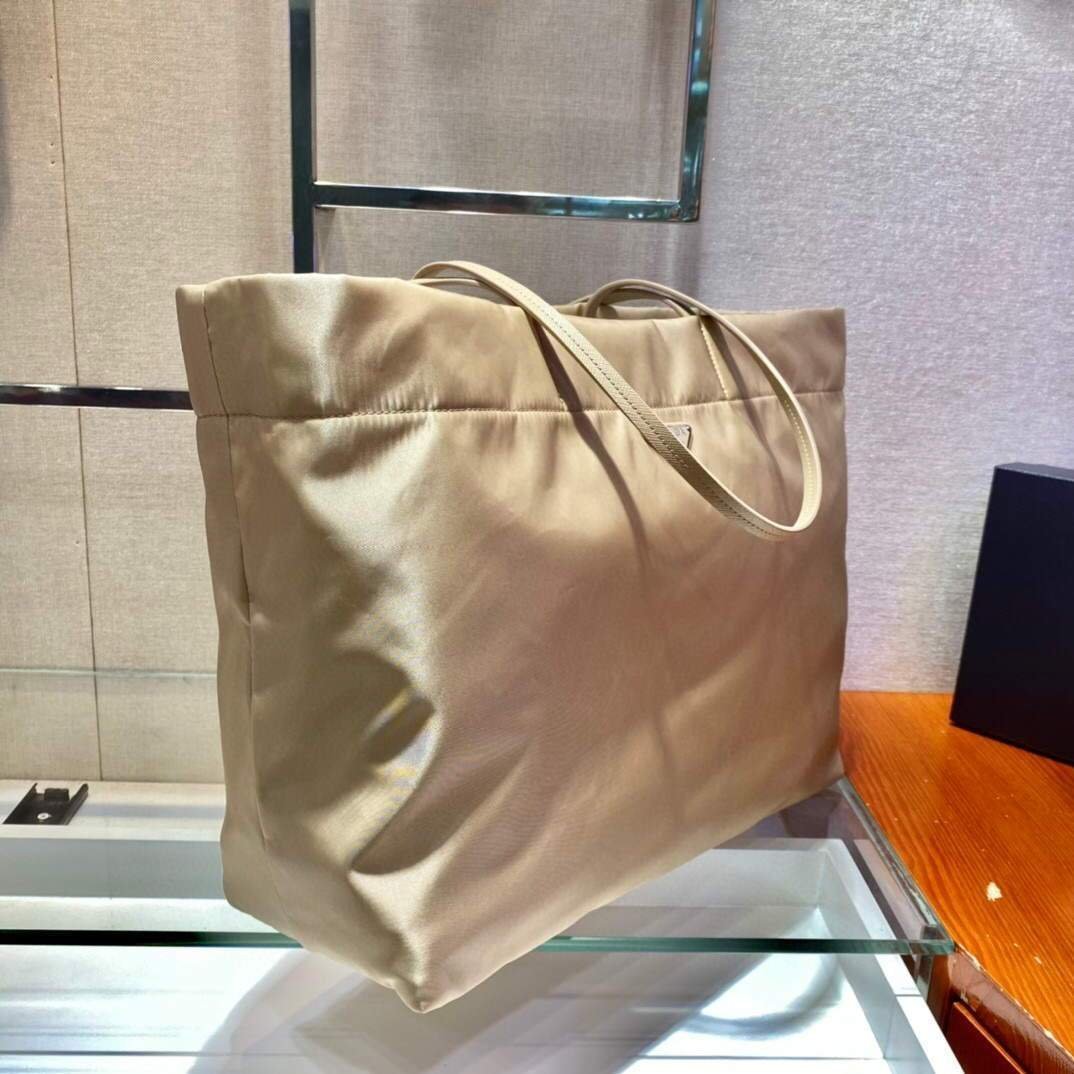 Replica Prada 1BG107 Re Nylon Medium Tote Bag Apricot