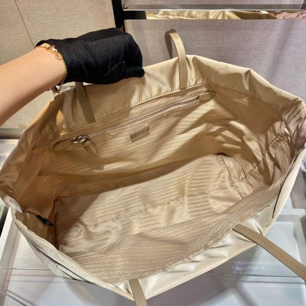 Replica Prada 1BG107 Re Nylon Medium Tote Bag Apricot