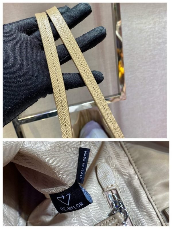 Replica Prada 1BG107 Re Nylon Medium Tote Bag Apricot