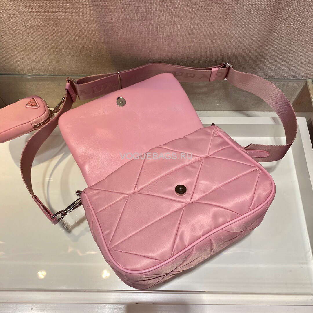 Replica Prada 1BD292 Prada Three In One Nylon Shoulder Bag Pink