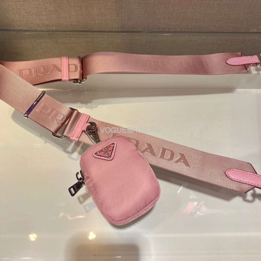 Replica Prada 1BD292 Prada Three In One Nylon Shoulder Bag Pink
