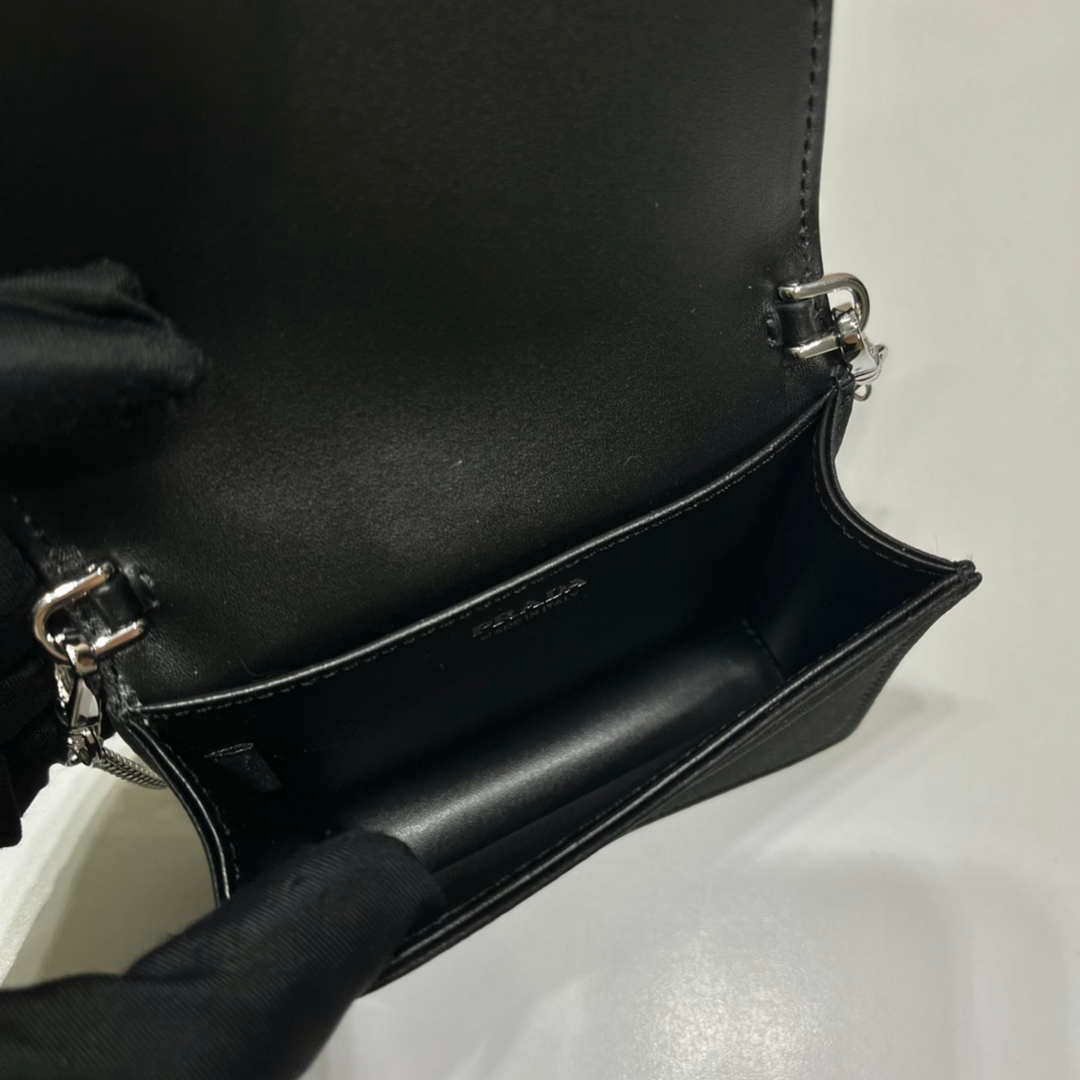 Replica Prada Crystal-studded card holder with shoulder strap 1MR024 Black Crystal