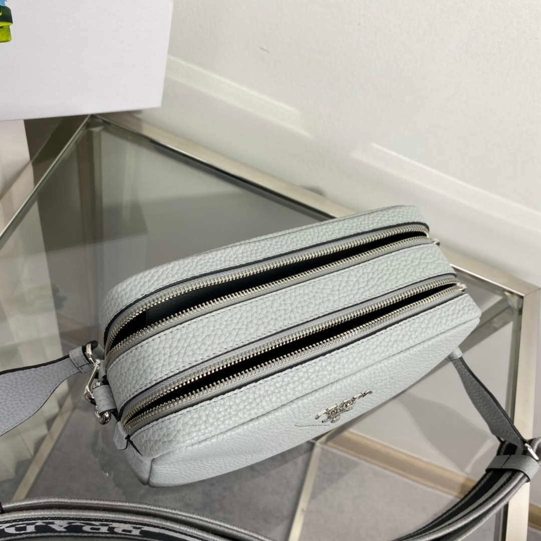 Replica Prada Leather bag with shoulder strap 1BH082 Gray