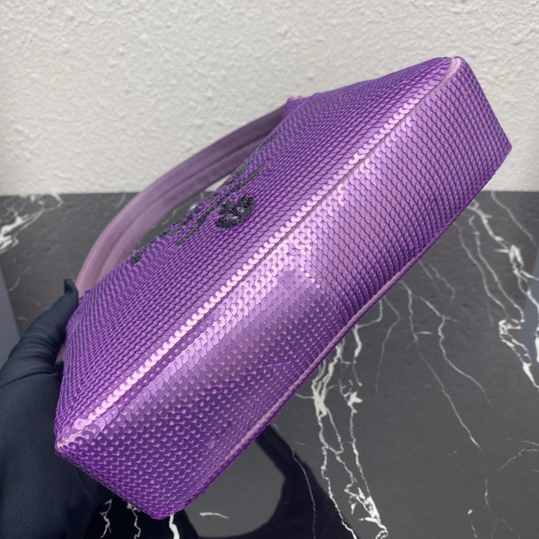 Replica Prada 1NE515 Re-Edition 2000 sequined Re-Nylon mini-bag Purple