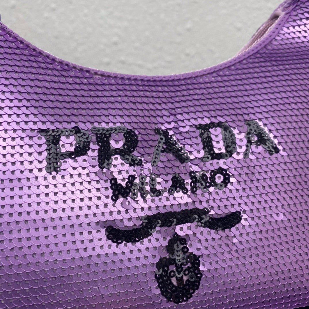 Replica Prada 1NE515 Re-Edition 2000 sequined Re-Nylon mini-bag Purple