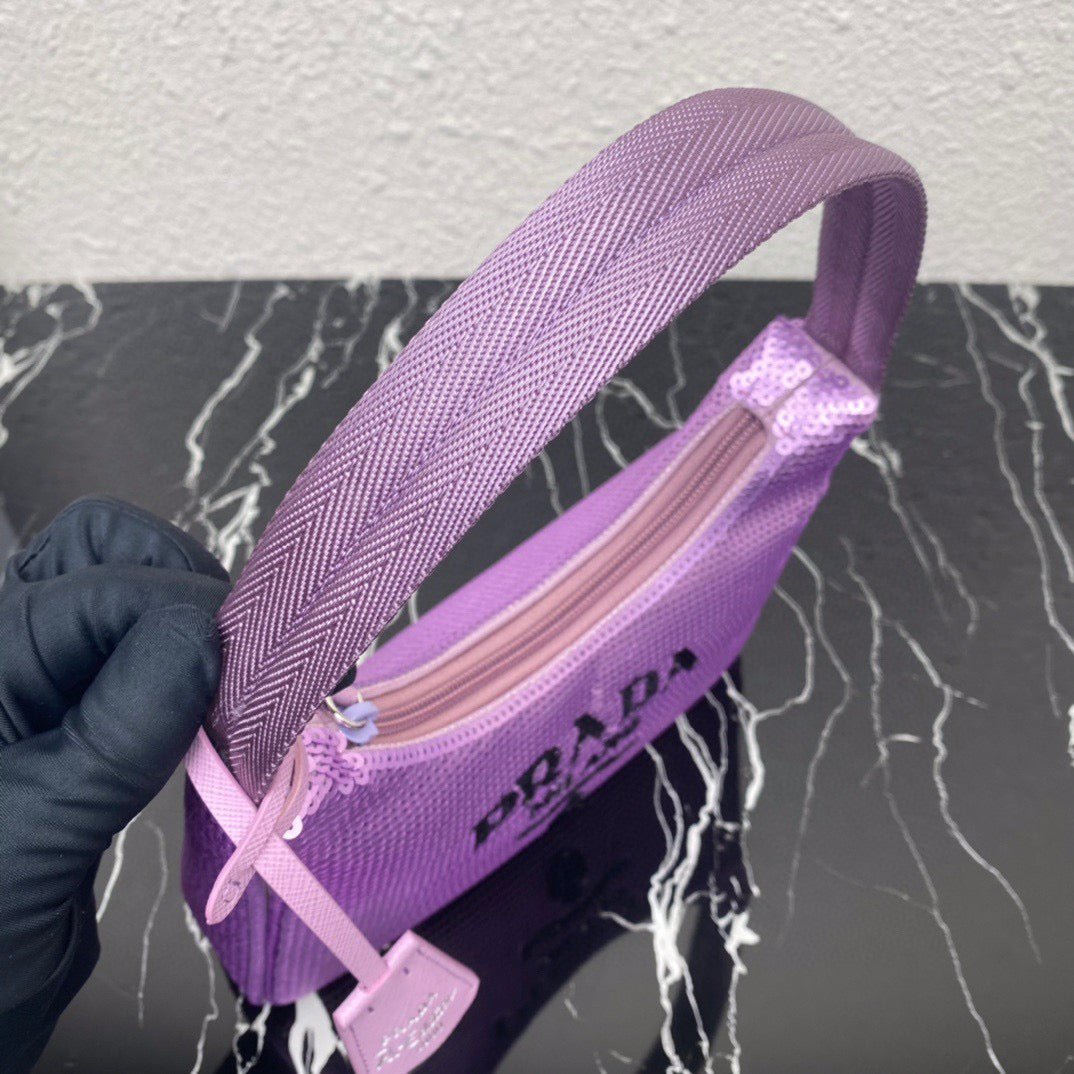 Replica Prada 1NE515 Re-Edition 2000 sequined Re-Nylon mini-bag Purple