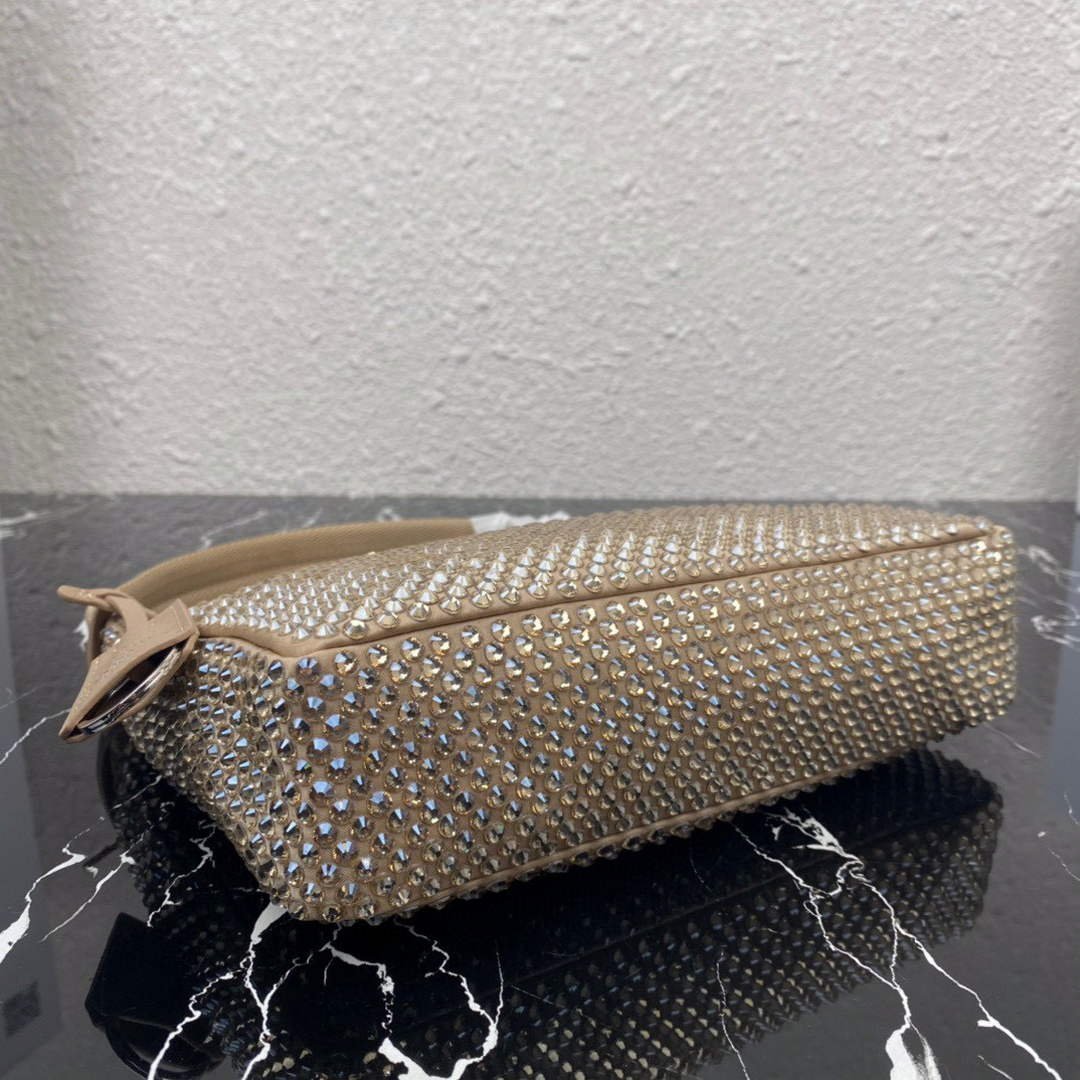 Replica Prada 1NE515 Satin mini-bag with artificial crystals apricot