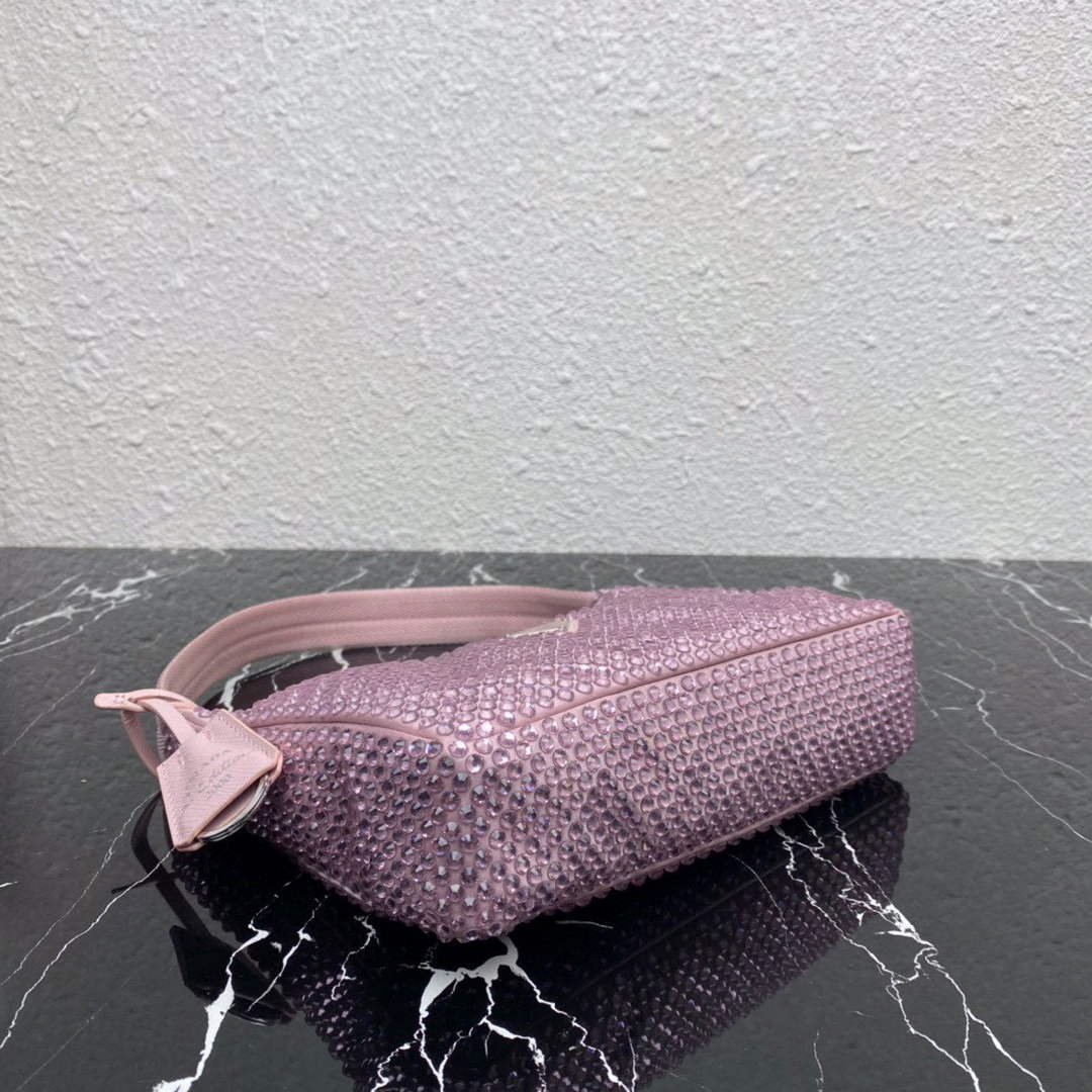 Replica Prada 1NE515 Satin mini-bag with artificial crystals Pink