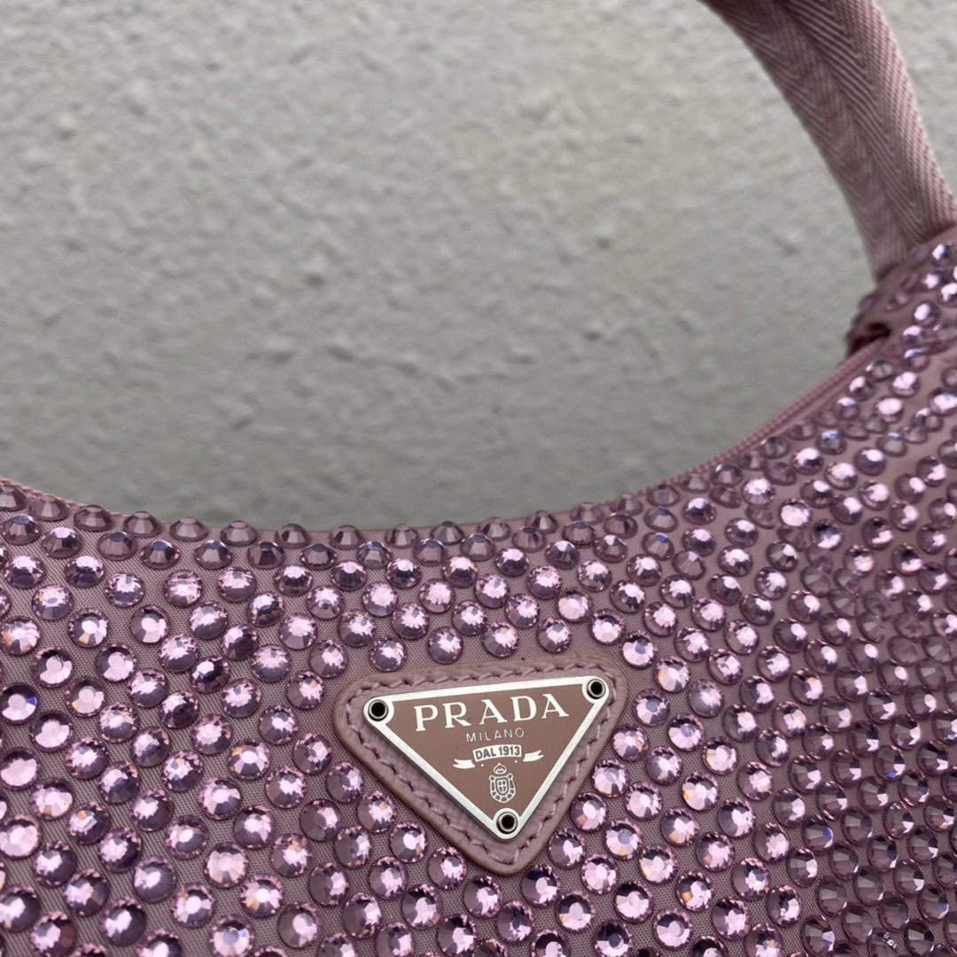 Replica Prada 1NE515 Satin mini-bag with artificial crystals Pink