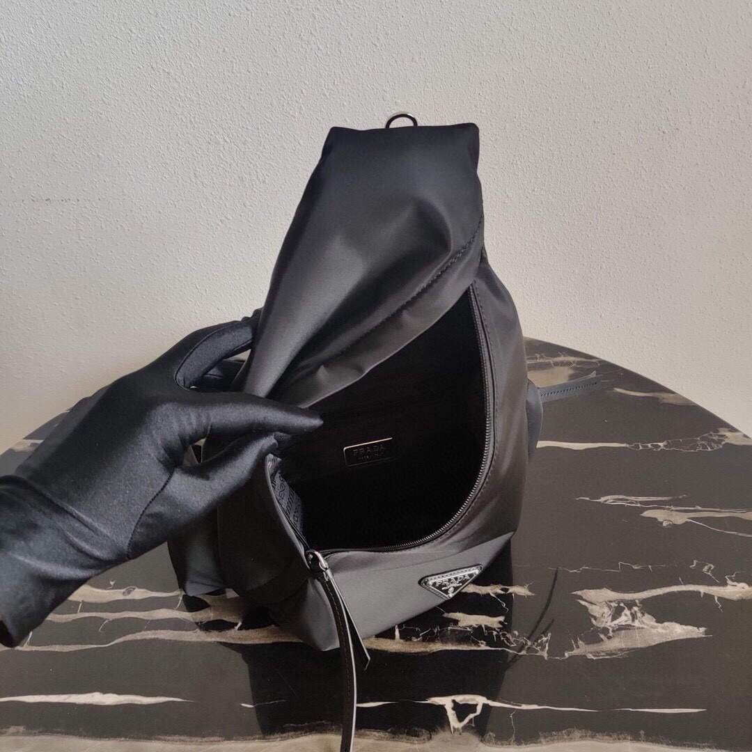 Replica Prada Re-Nylon and leather Backpack 2VZ092 Black