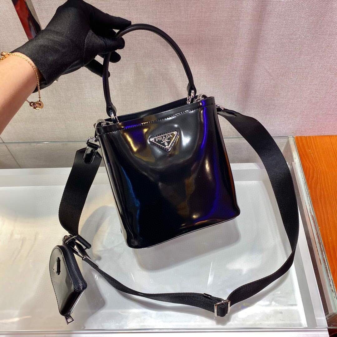 Replica Prada Panier ostrich leather 1BA319 Bag Black