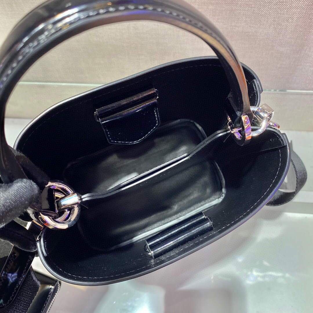 Replica Prada Panier ostrich leather 1BA319 Bag Black