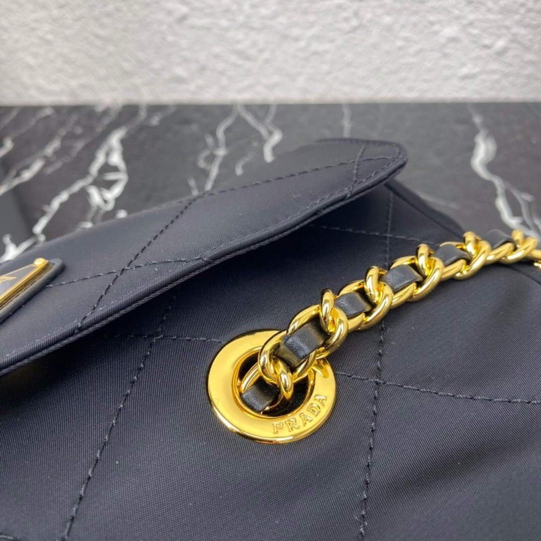 Replica Prada Nylon Vintage Chain Stray Bag 1BD620 Black