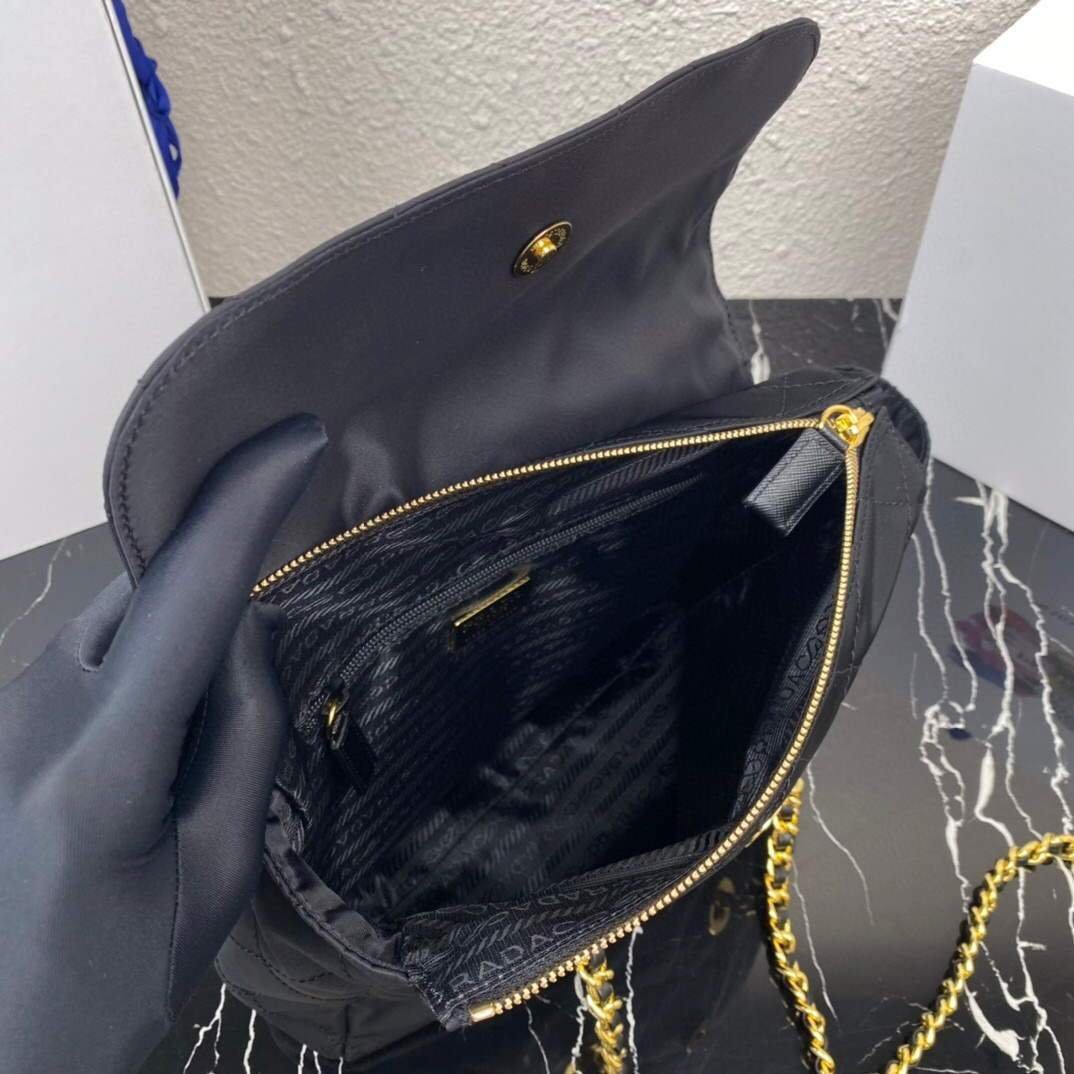 Replica Prada Nylon Vintage Chain Stray Bag 1BD620 Black