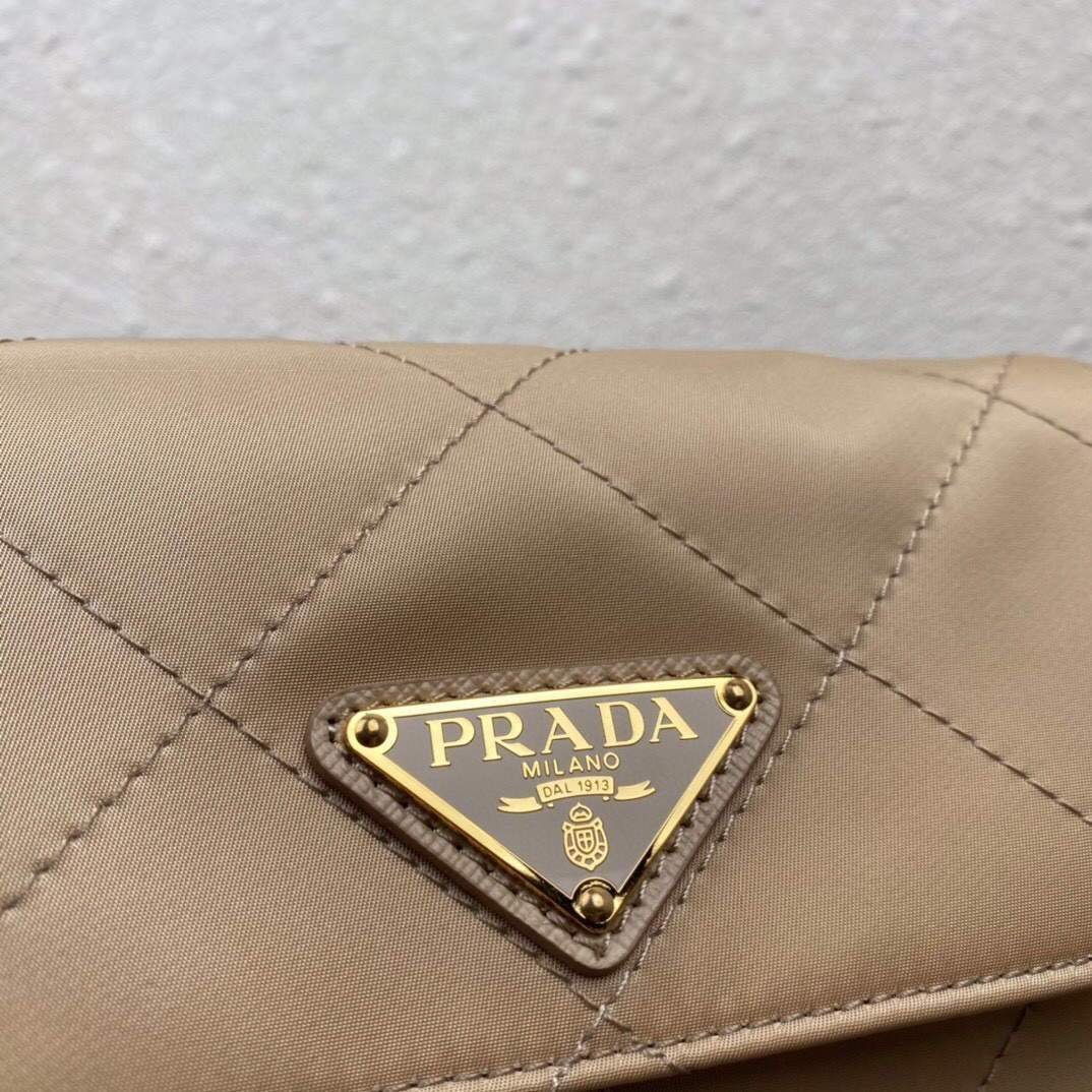 Replica Prada Nylon Vintage Chain rhombus stray Bag 1BD619 Apricot