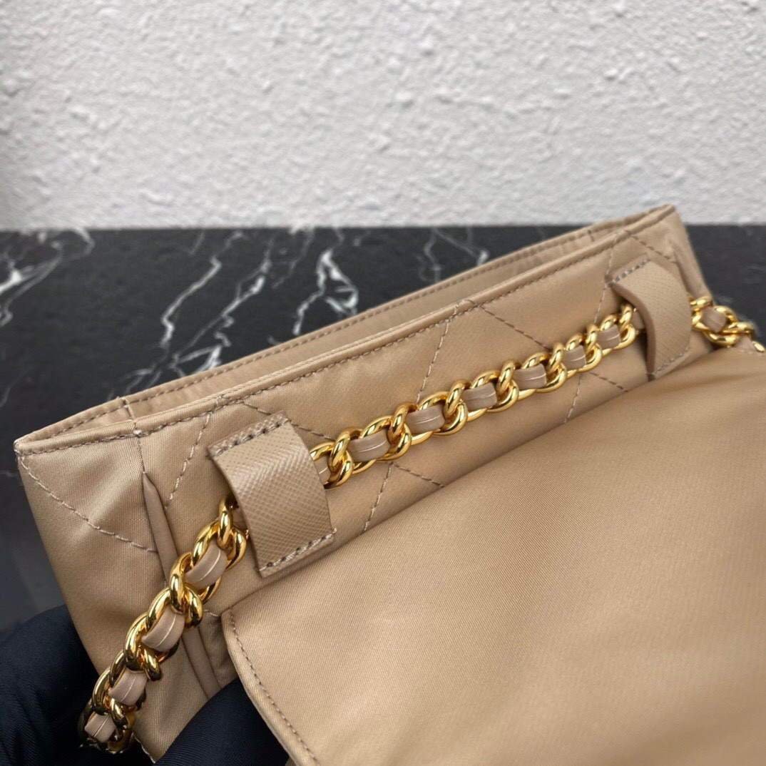 Replica Prada Nylon Vintage Chain rhombus stray Bag 1BD619 Apricot