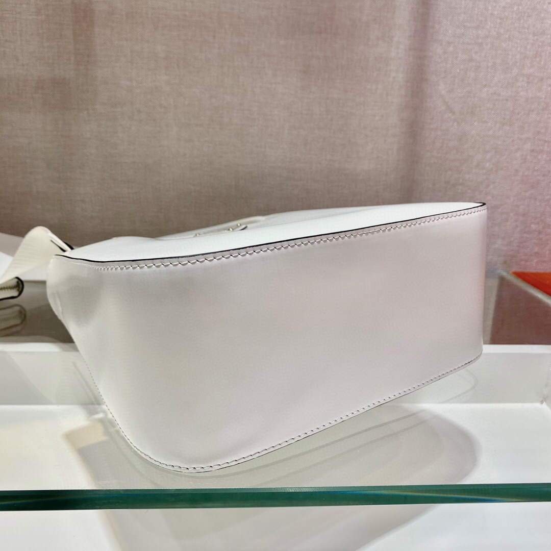 Replica Prada Brushed leather handbag 1BA320 White