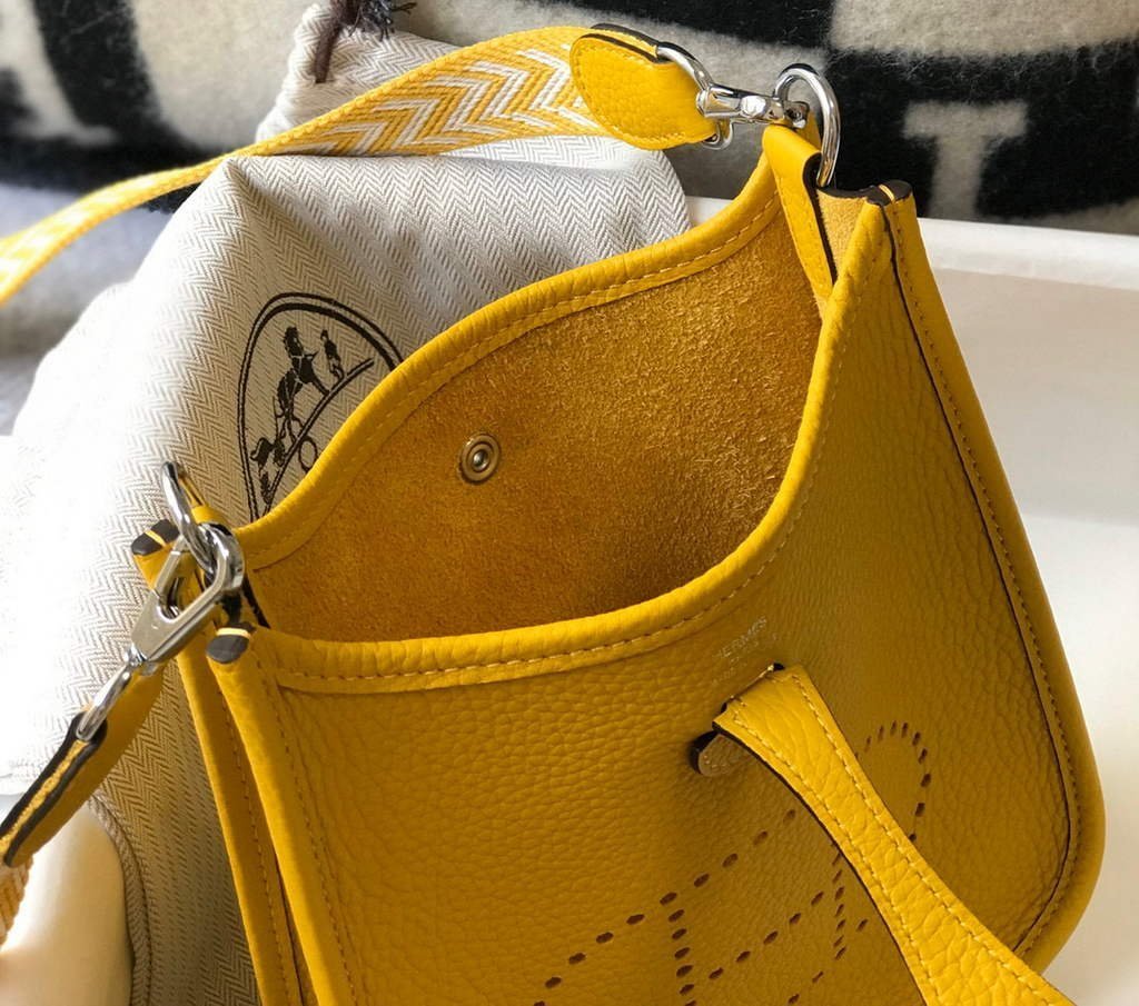 Replica Hermes Evelyne Bag Designer Hermes Mini Crossbody Real Bag 20426 Yellow