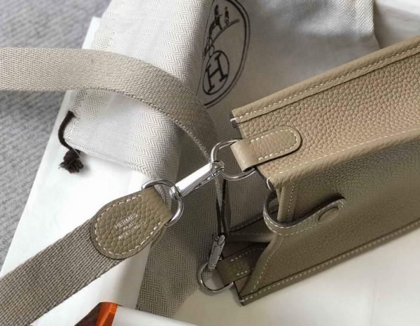 Replica Hermes Evelyne Bag Hermes Mini Crossbody Bag 20403 Silver Buckle Kakhi