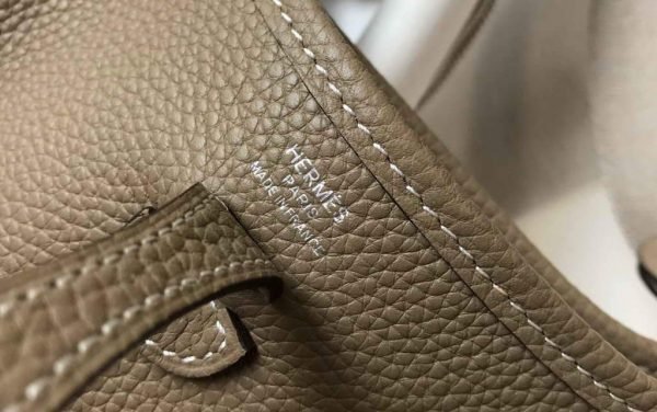 Replica Hermes Evelyne Bag Hermes Mini Crossbody Bag 20403 Silver Buckle Kakhi
