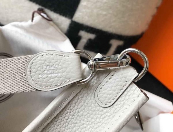 Replica Hermes Evelyne Bag Hermes Mini Crossbody Bag 20402 Silver Buckle Light Gray