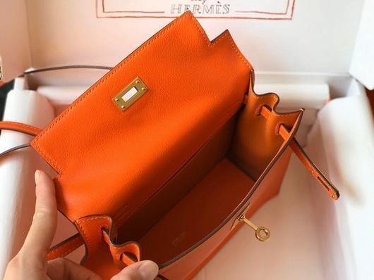 Replica Hermes Kelly Danse 22cm Leather Bag 20355 Orange