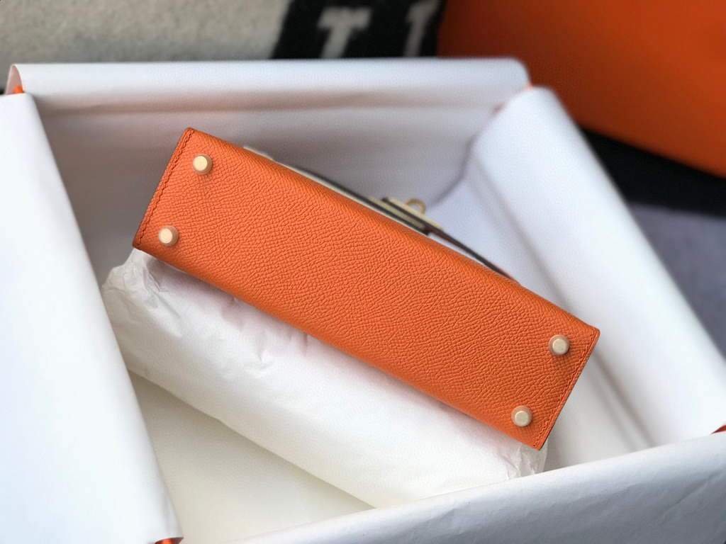 Replica Hermes Kelly Bag Hermes 19CM Epsom Shoulder Mini Bag Orange 20464